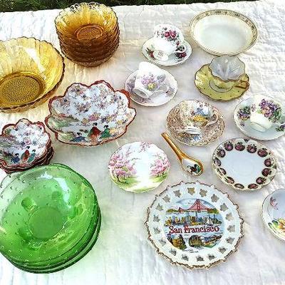 124 - Glassware with Homer Laughlin Bowl 