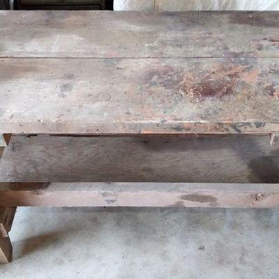 192 - Very solid old shop workbench