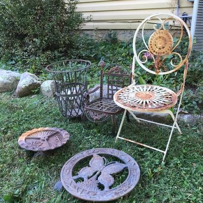 Lot 102 - Mini Metal Garden Chairs and Decor