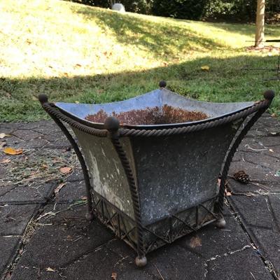 Lot 103 - Large Metal Planter with Three Baskets