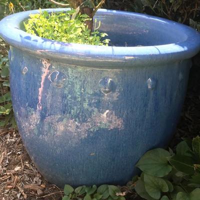 Lot 112 - Pair of Large Blue Pottery Planters