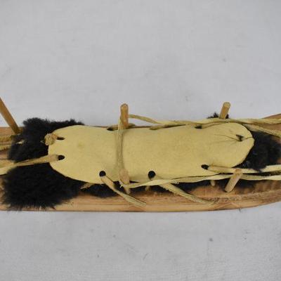 Wooden Sled with Fur & Leather Decor