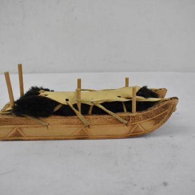 Wooden Sled with Fur & Leather Decor