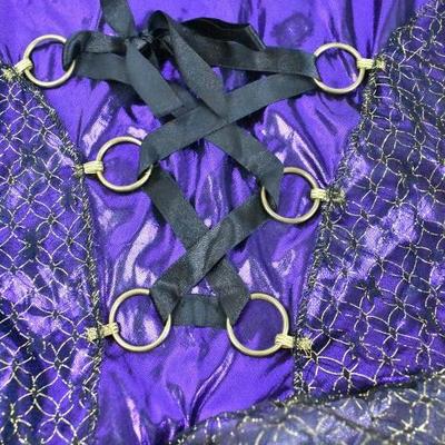 Purple/Black/Gold Costume Dress with Shawl, Fairy Licious Size 12-14