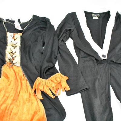 2 Costume Pieces: Black/Orange Dress sz XL & B&W Top with 