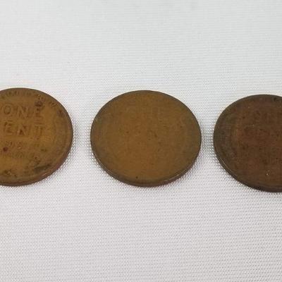 3 Wheat Back Pennies: 1910's; 1912, 1919, 1919