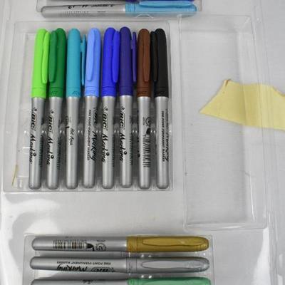 28 Bic Markers, Permanent.,11 Ultra Fine Point & 17 Fine Point - Works