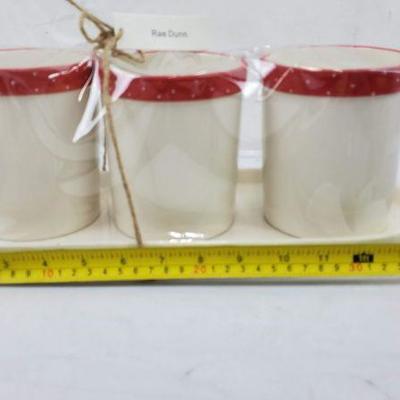 Rae Dunn Red & Cream Ceramic Utensil Holders, Spoon/Fork/Knife