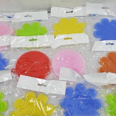 14 Flower/Circle Colorful Dish Scrubbers