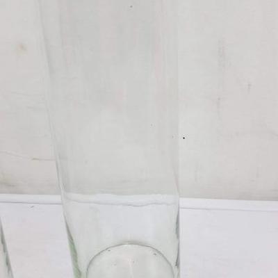 4 Clear Glass Vases, Varies Sizes & Shapes