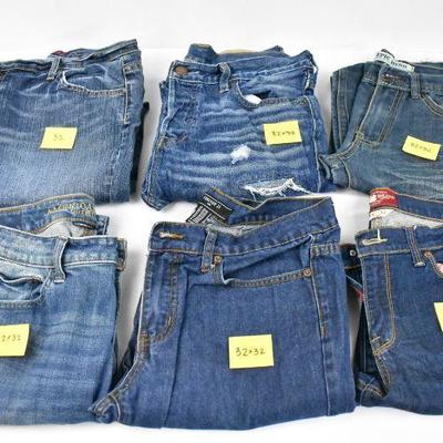 6 Pairs of Jeans: X2, Hollister, Epic Hero, AE, Forever 21, Lucky