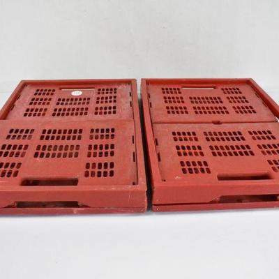 2 Red Crates by Rubbermaid, Collapsible