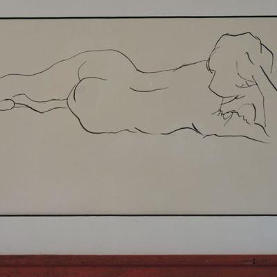 Pair of Unsigned Ink Nude Line Sketches