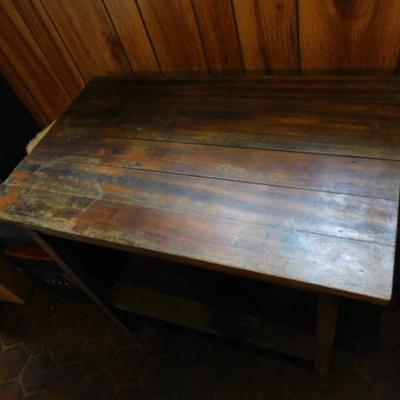 Primitive Hand Crafted Solid Wood Prep or Work Table