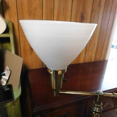 Vintage Solid Brass Floor Lamp with Milk Glass Shade