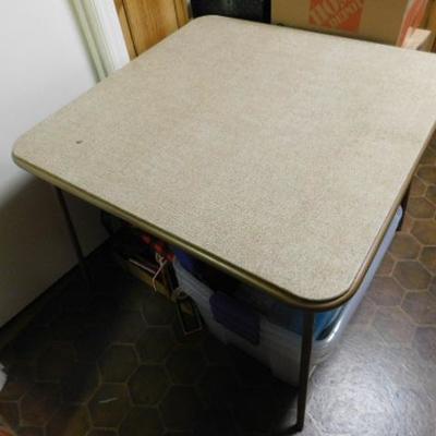 Card Table with Two Metal Fold Chairs
