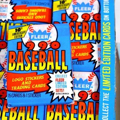 1990 FLEER BASEBALL CARDS WAX BOX - 36 Factory Sealed Packs