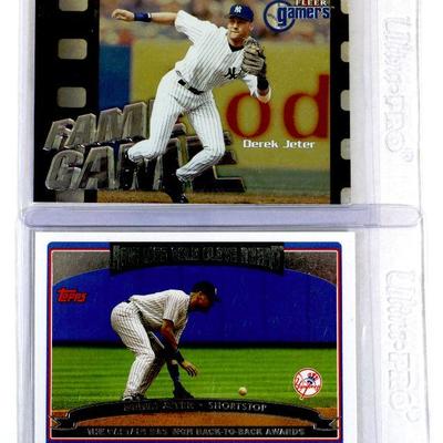 DEREK JETER baseball Cards Set of 2 Topps and Fleer - Excellent / Mint
