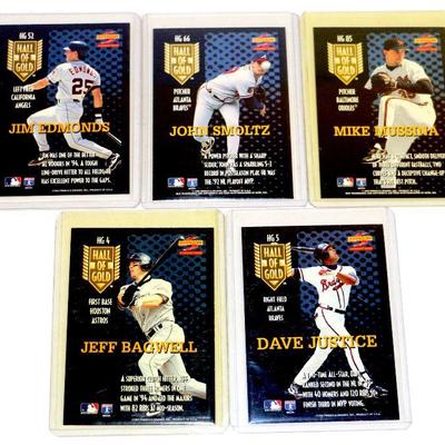 1994 HALL OF GOLD Pinnacle Baseball Cards Set of 5 - Edmonds Smoltz Mussina Bagwell Justice