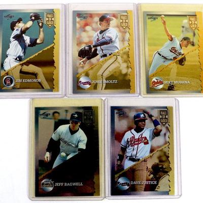 1994 HALL OF GOLD Pinnacle Baseball Cards Set of 5 - Edmonds Smoltz Mussina Bagwell Justice