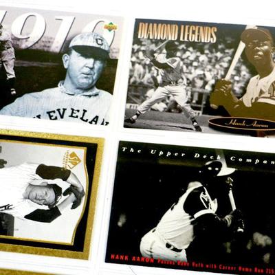 Whitey Ford TED WILLIAMS Cy Young HANK AARON Ty Cobb BASEBALL CARDS SET - MINT