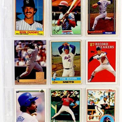 REGGIE JACKSON Nolan Ryan LOU BROCK Tom Seaver RON Guidry BASEBALL CARDS SET OF 9
