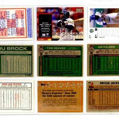 REGGIE JACKSON Nolan Ryan LOU BROCK Tom Seaver RON Guidry BASEBALL CARDS SET OF 9