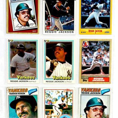 REGGIE JACKSON Thurman Munson BASEBALL CARDS SET OF 9