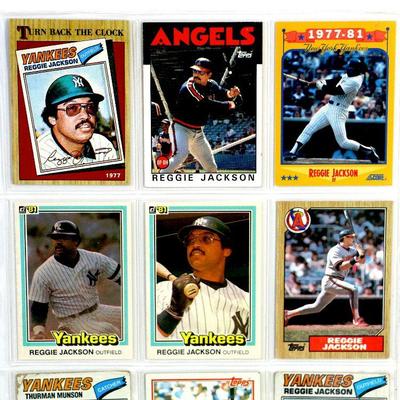 REGGIE JACKSON Thurman Munson BASEBALL CARDS SET OF 9