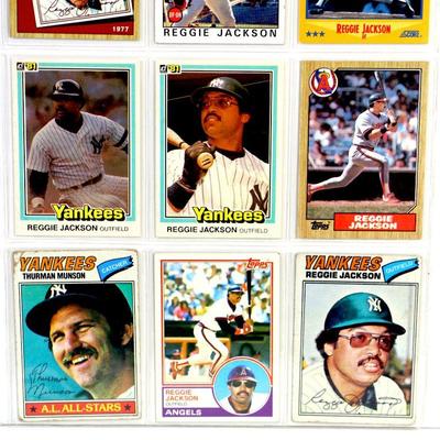 REGGIE JACKSON Thurman Munson BASEBALL CARDS SET OF 9