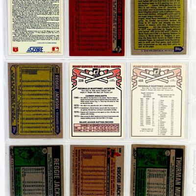 REGGIE JACKSON Thurman Munson BASEBALL CARDS SET OF 9