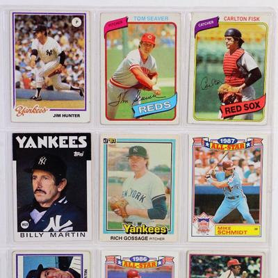 TOM SEAVER Mike Schmidt RICH GOSSAGE Billy Martin Carlton Fisk BASEBALL CARDS SET OF 9