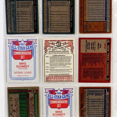 TOM SEAVER Mike Schmidt RICH GOSSAGE Billy Martin Carlton Fisk BASEBALL CARDS SET OF 9