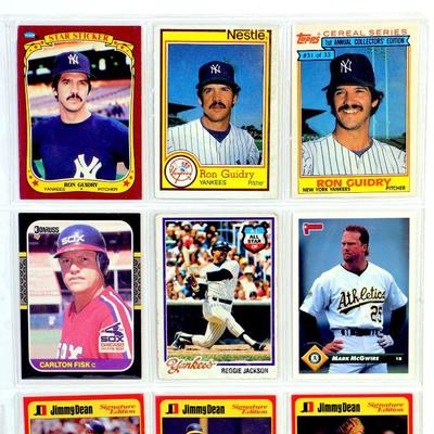 Carlton Fisk ROGER CLEMENS Rickey Henderson REGGIE JACKSON Mark McGwire BASEBALL CARDS SET OF 9