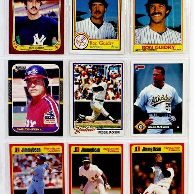 Carlton Fisk ROGER CLEMENS Rickey Henderson REGGIE JACKSON Mark McGwire BASEBALL CARDS SET OF 9