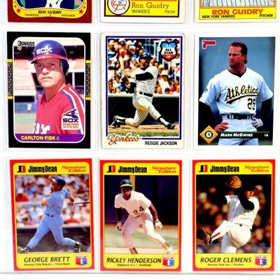 Carlton Fisk ROGER CLEMENS Rickey Henderson REGGIE JACKSON Mark McGwire BASEBALL CARDS SET OF 9