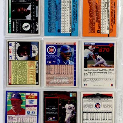 SAMMY SOSA BASEBALL CARDS SET OF 9 - MINT