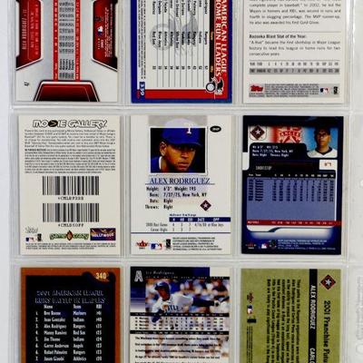 ALEX RODRIGUEZ BASEBALL CARDS SET OF 9 - MINT