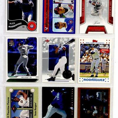 ALEX RODRIGUEZ BASEBALL CARDS SET OF 9 - MINT