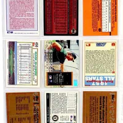 MARK McGWIRE BASEBALL CARDS SET OF 9 - MINT