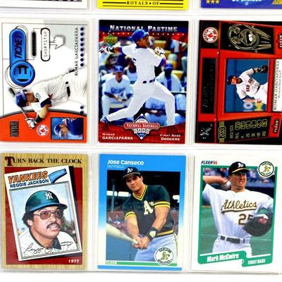 BO JACKSON Mark McGwire REGGIE JACKSON BASEBALL CARDS SET OF 9 - EX/MINT