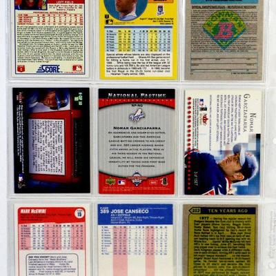 BO JACKSON Mark McGwire REGGIE JACKSON BASEBALL CARDS SET OF 9 - EX/MINT