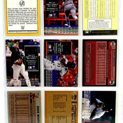 DAVE WINFIELD Lee Smith John Smoltz BASEBALL CARDS SET OF 9 - EX/MINT