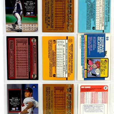 GREG MADDUX Tom Glavine BASEBALL CARDS SET OF 9 - EX/MINT
