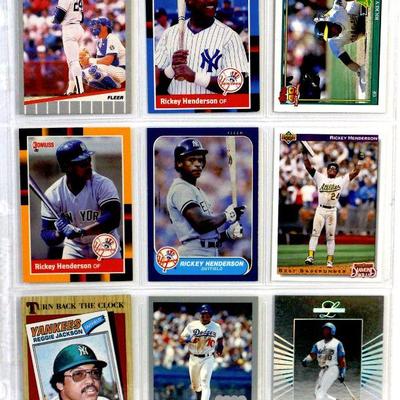 RICKEY HENDERSON Reggie Jackson Gary Sheffield BASEBALL CARDS SET OF 9 - EX/MINT