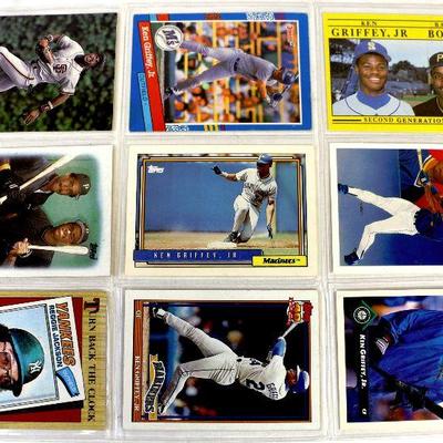 KEN GRIFFEY Barry Bonds Reggie Jackson BASEBALL CARDS SET OF 9 - EX/MINT