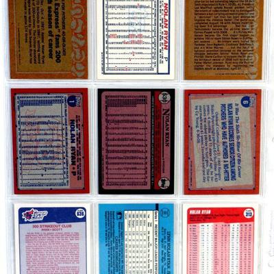 NOLAN RYAN BASEBALL CARDS SET OF 9 - EX/MINT