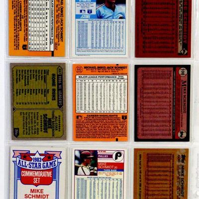 MIKE SCHMIDT BASEBALL CARDS SET OF 9 - EX/MINT