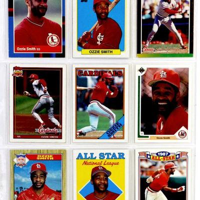 OZZIE SMITH BASEBALL CARDS SET OF 9 - EX/MINT