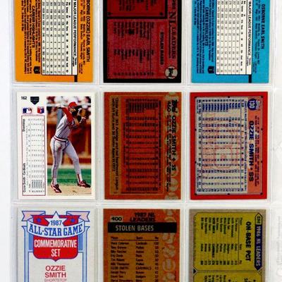 OZZIE SMITH BASEBALL CARDS SET OF 9 - EX/MINT